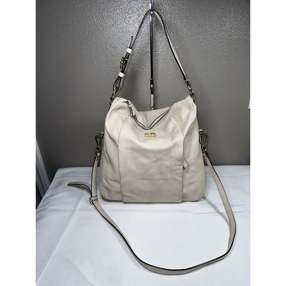 COACH Cream Leather Madison Isabelle Hobo Shoulder Crossbody Purse Handbag Bag - Picture 1 of 15